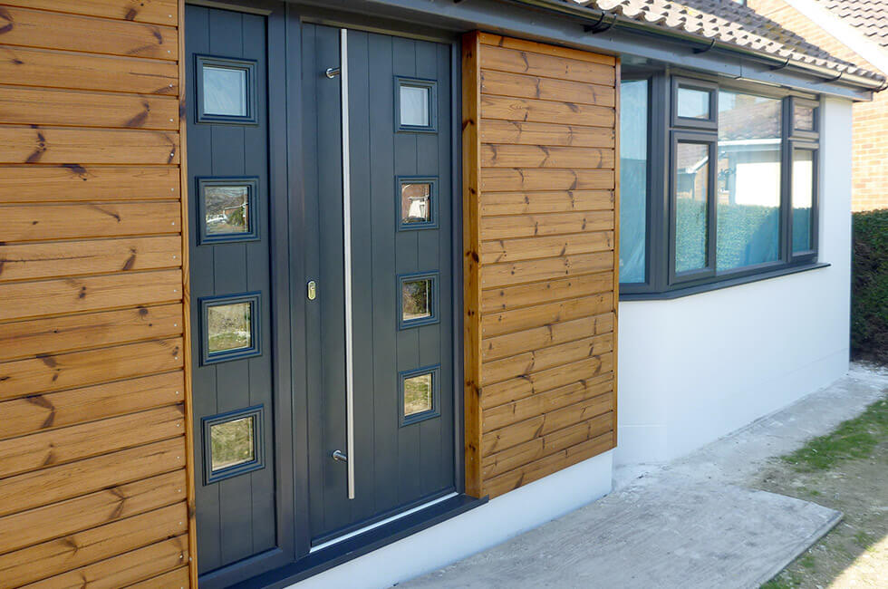 Anthracite grey composite entrance door