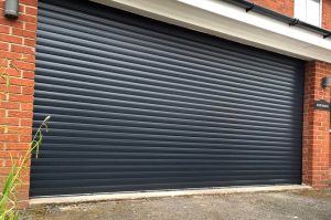 Black roller garage door