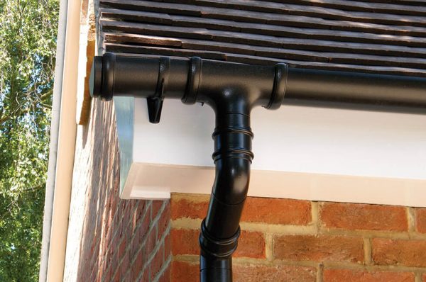 Black uPVC guttering and drain pipe