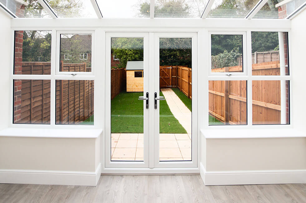 Interior view of french doors