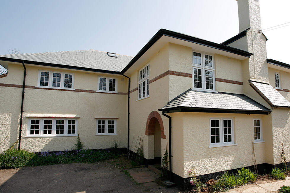 White aluminium casement windows