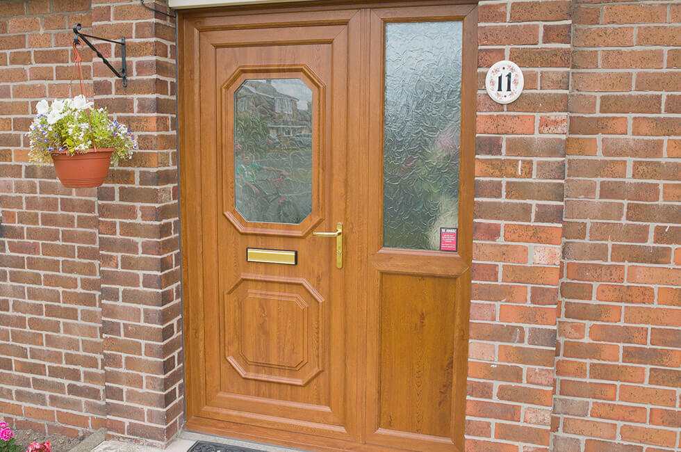 Golden Oak Effect uPVC Entrance Door