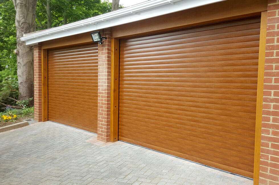 Golden oak effect garage door