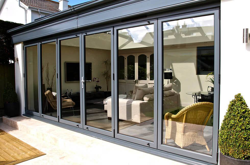 Grey aluminium bifold doors