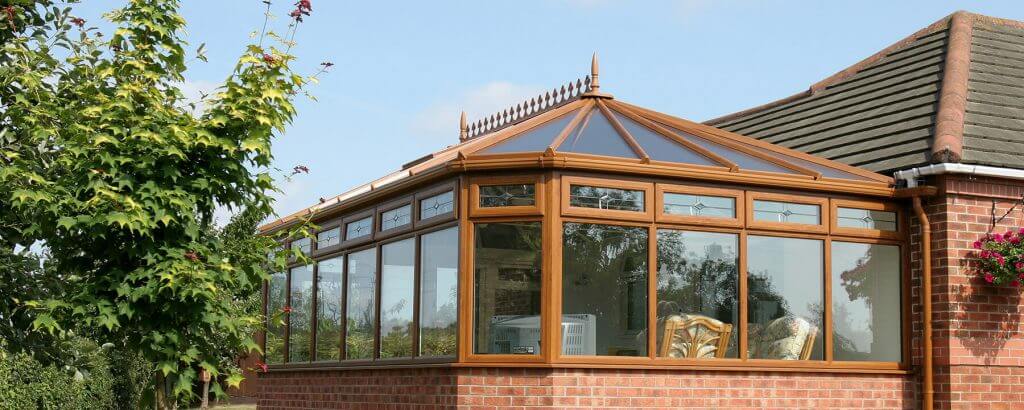 Golden oak uPVC conservatory