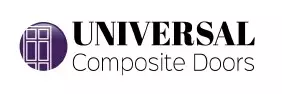 Universal Composite Doors logo featuring a purple door icon and black text.